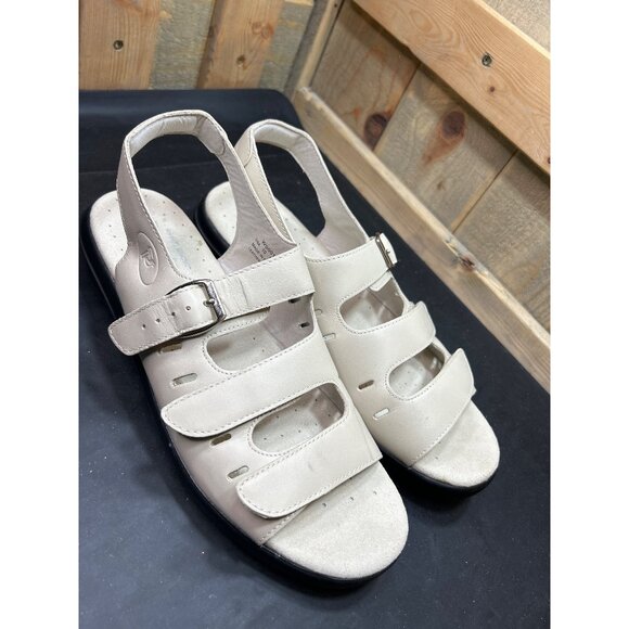 Propét Womens Beige Leather Adjustable Sandals Size 10 S (4A) Narrow Fit - Picture 2 of 9